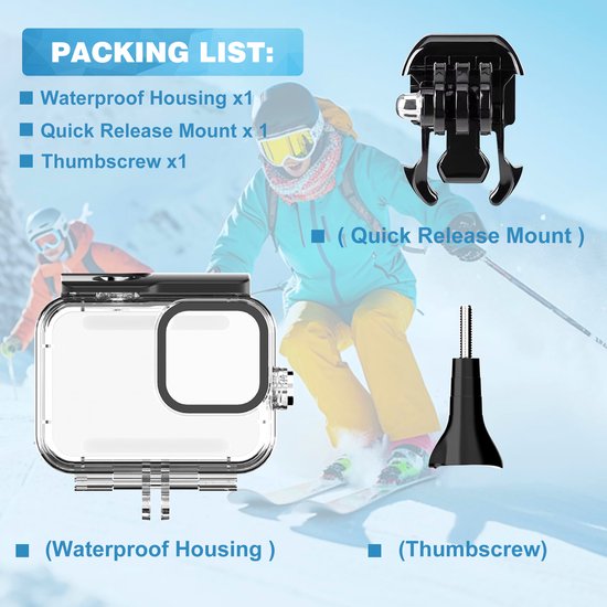 YONO Waterdichte Behuizing geschikt voor GoPro Hero 13 - Dive Case met Buckle - Transparant