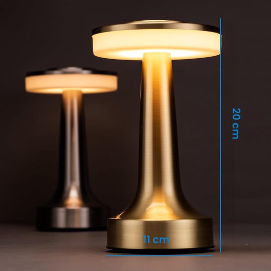 YONO Tafellamp Oplaadbaar - Lamp met Touch Functie - Slaapkamer - Woonkamer - Goud