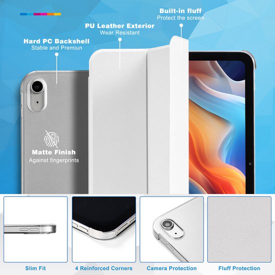 YONO Hoes geschikt voor iPad 10e Generatie - 2022 - 10.9 inch - Case Cover - Tablet Hoesje - Wit