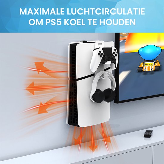 YONO Muurbeugel geschikt voor Playstation 5 SLIM - Wall Mount Beugel Houder voor PS5 en Accessoires - Zwart