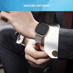 YONO Milanees Bandje geschikt voor Fitbit Versa 4 / Sense 2 – Zilver – Small