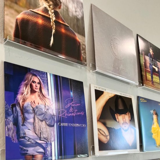 YONO LP Opbergsysteem Acryl - Houder aan de Muur - Platen Standaard - Display - Vinyl Rek - Platenhouder - 6 Stuks - Transparant