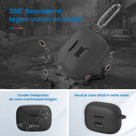 YONO Soft Case geschikt voor JBL Tune 230 NC TWS / T230NC - Hoesje met Clip - Zwart