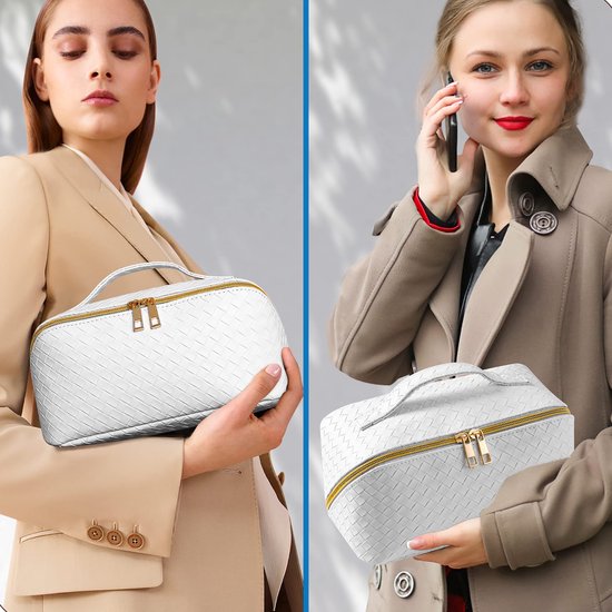 YONO Reis Make Up Tas - Toilettas Etui - Cosmetica Tas - Beauty Case Organizer - Large - Wit