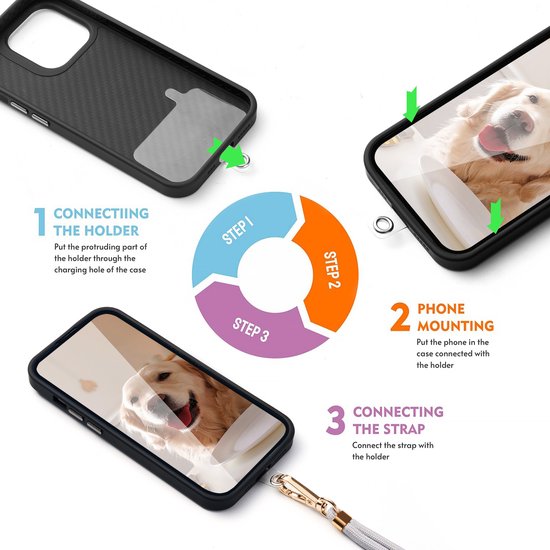 YONO Telefoonkoord Universeel - Nylon Telefoon Ketting Verstelbaar - Zilvergrijs