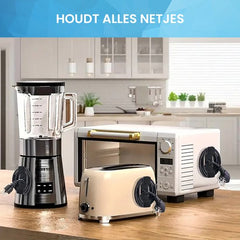 YONO Kabel Haspel Zelfklevend - Mini Organiser - Kabelhaspels voor Keuken Apparaten - Kabelhouder Binders - Zwart - 3 Stuks