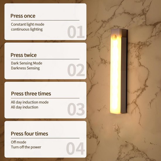 YONO Kastverlichting met Bewegingssensor Oplaadbaar - 10cm - Keukenverlichting Onderbouw Led - Draadloos - Magnetisch Zelfklevend