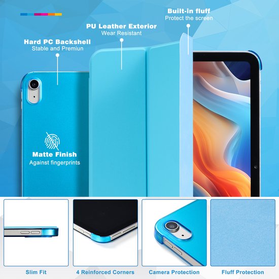 YONO Hoes geschikt voor iPad 10e Generatie - 2022 - 10.9 inch - Case Cover - Tablet Hoesje - Lichtblauw