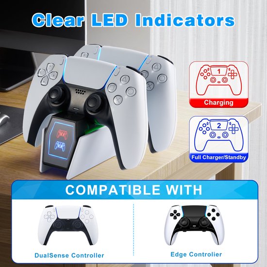YONO Oplaadstation geschikt voor Playstation PS5 DualSense Controller - Dual Oplader - Charging Dock - Accessoires - Wit