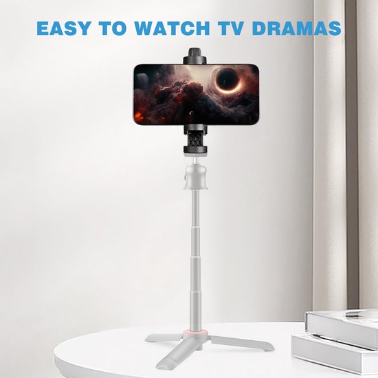 YONO 360º Draaibare Telefoonhouder voor Statief - Universeel met Cold Shoe Mount - Voor Smartphones tot 7 Inch - Zwart