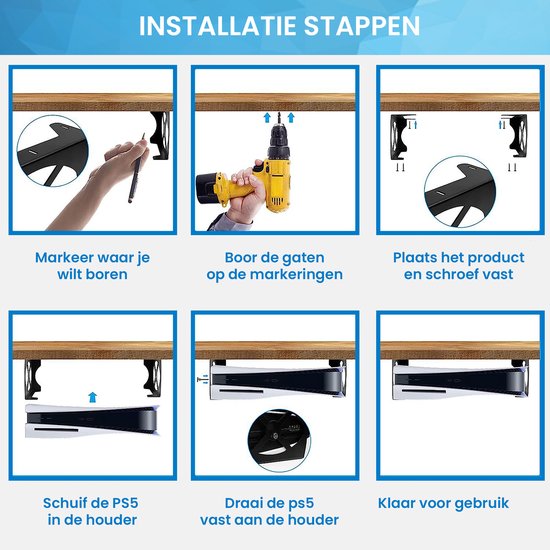 YONO Bureau Houder geschikt voor Playstation 5 (Digital & Disc Edition) - Beugel Horizontaal - PS5 Standaard Accessoires - Zwart