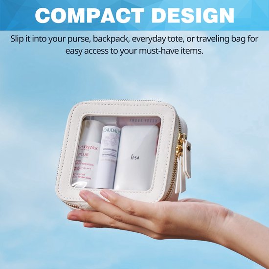 YONO Make Up Tasje Klein - Mini Etui Organizer - Toilettasje - Dames - Meisjes - Wit