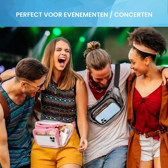YONO Fanny Pack Doorzichtig - Heuptasje geschikt voor Festival / Reizen - Telefoontasje Crossbody - Buideltasje voor Dames en Heren – Transparant