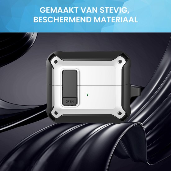 YONO Armor Hard Case geschikt voor Samsung Galaxy Buds 3 - 3 Pro - Hoesje met Lock - Wit