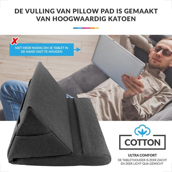 YONO Luxe Tablet Kussen - Houder Standaard Universeel geschikt voor iPad/Smartphone – Leeskussen – Boekstandaard – Zwart