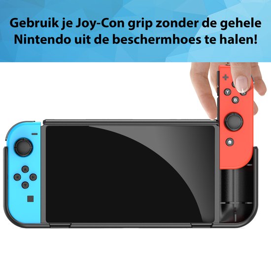 YONO Grip Case geschikt voor Nintendo Switch OLED - Ergonomische Console Hoesje met Game Card Opberging en Standaard - Beschermhoes Accessoires - Zwart