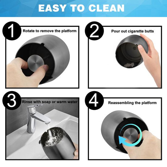 YONO Metalen Asbak met Deksel - voor Buiten en Binnen - RVS - Zwart