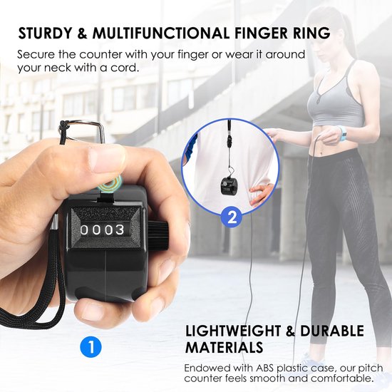 YONO Handteller Klikker - Personenteller - Tally Counter - Klantenteller - Zwart