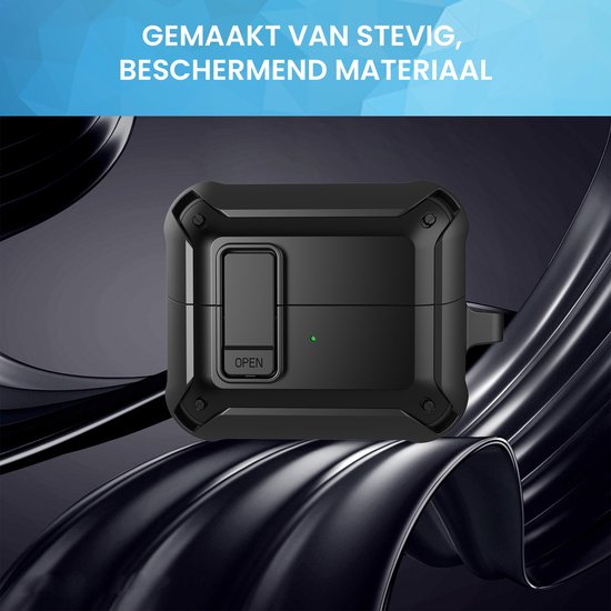 YONO Armor Hard Case geschikt voor Samsung Galaxy Buds 3 - 3 Pro - Hoesje met Lock - Zwart