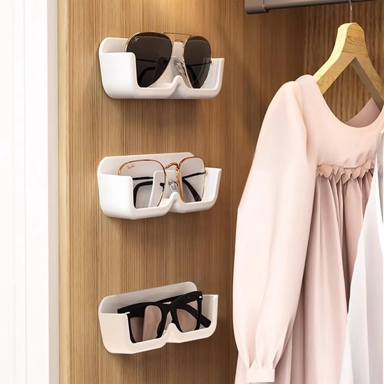 YONO Brilhouder Zelfklevend - Brillenhouder Muur - Brillenstandaard - Brillen Opbergsysteem Organizer - Brillenrek - Wit