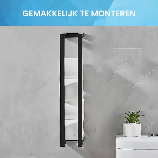 YONO Reserverolhouder Hangend - Toiletrolhouder - WC Rolhouder - Rollenhouder - Zwart