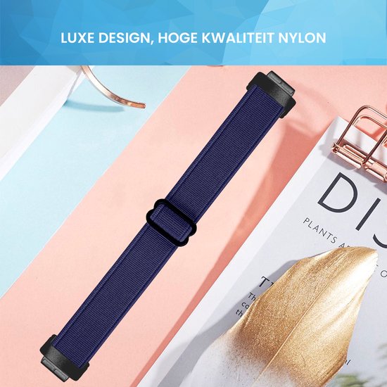 YONO Nylon Stretch Bandje geschikt voor Fitbit Inspire 3 - Donkerblauw