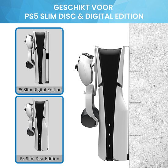 YONO Muurbeugel geschikt voor Playstation 5 SLIM - Wall Mount Beugel Houder voor PS5 en Accessoires - Zwart