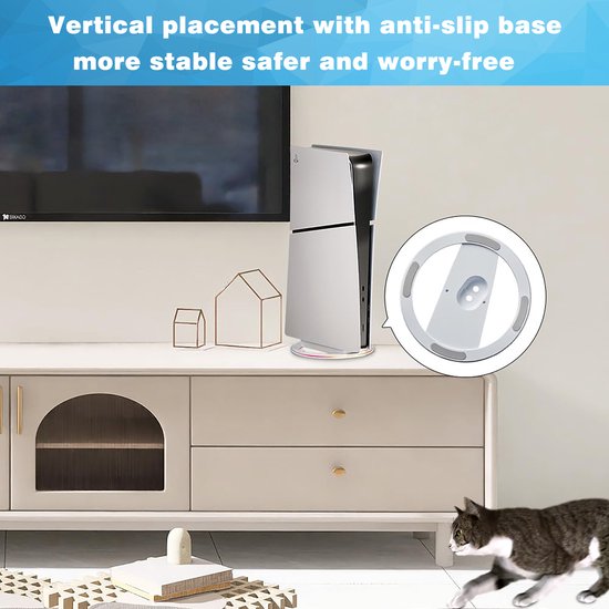 YONO Verticale Standaard geschikt voor Playstation PS5 - Digital - Disc - Slim - Pro - met Verlichting - Voet - Houder - Wit