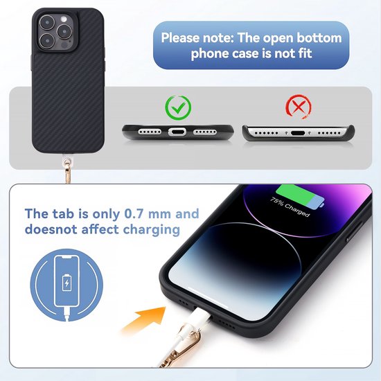 YONO Telefoonkoord Universeel - Nylon Telefoon Ketting Verstelbaar - Zilvergrijs