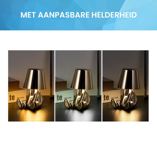 YONO Decoratieve Tafellamp Oplaadbaar - Nachtlampje Slaapkamer - Bureaulamp Woonkamer - Woondecoratie Beelden en Figuren - Wie - Goud