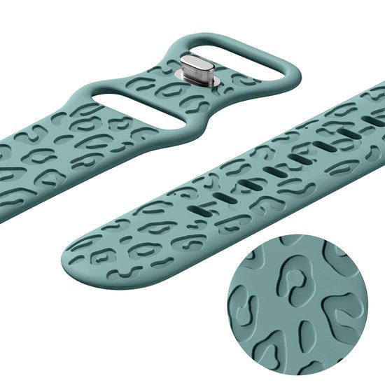 YONO Leopard Bandje geschikt voor Apple Watch - 41/40/38 mm - Siliconen Armband - Leisteen