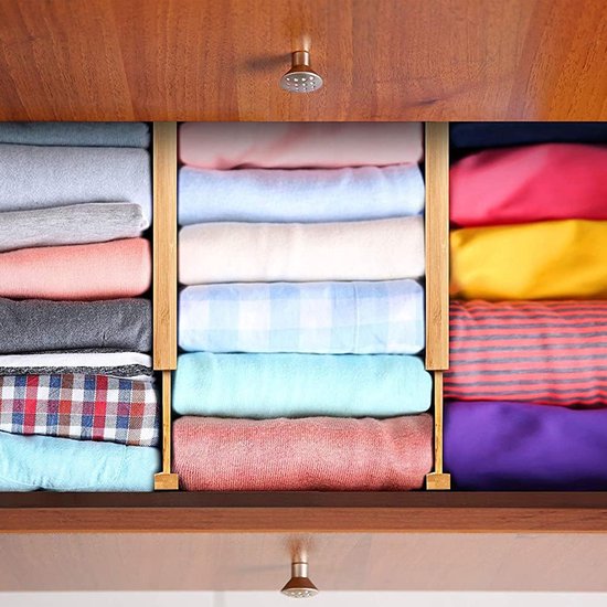YONO Ladeverdeler Verstelbaar - Lade Organizer Verdeler Uitschuifbaar - 4 stuks - Keuken - Badkamer - Bamboe - 32.5cm