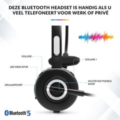 YONO Professionele Headset met Microfoon – Bluetooth Office Koptelefoon Draadloos met Laadstation - voor Laptop / Telefoon / PC – Zwart