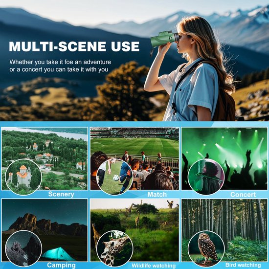 YONO Compacte Monokijker Smartphone - Monoculaire Telescoop - 80x100 - Verrekijker met Telefoon houder