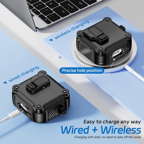 YONO Hoesje geschikt voor Airpods 4 - Case - Lock - Zwart