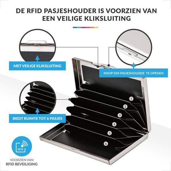 RFID Pasjeshouder – Aluminium Creditcardhouder - Geschikt voor Mannen en Vrouwen – Zilver