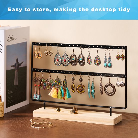 YONO Oorbellenrekje - Sieradenrekje - Oorbellen - Organizer - Sieradenhouder - Opbergen - 40 gaatjes - Zwart