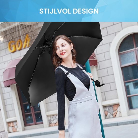 YONO Mini Paraplu Opvouwbaar - Kleine Zak Regenscherm - Zonneparaplu UV Bescherming - Zwart