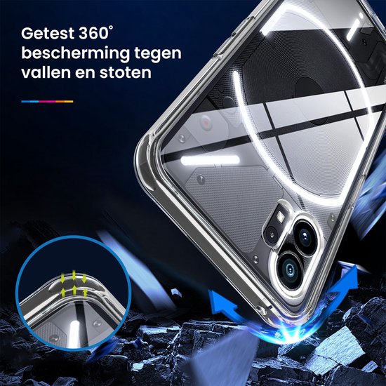YONO Hoesje geschikt voor Nothing Phone 2 - Case met Screen Protector - Transparant