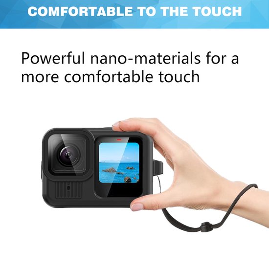 YONO Siliconen Bescherming Set geschikt voor GoPro Hero 13 12 11 10 9 - Case Hoesje - Lens Kapje - Koord - Zwart