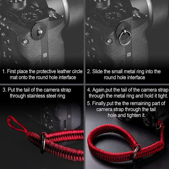 YONO Camera Polsband Vintage - Hand Strap - Wrist Riem - Universeel - Rood