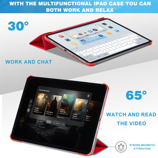 YONO Hoes geschikt voor iPad Air 2024 - 11 Inch - iPad Pro 2022 - 2021 - Case Cover - Tablet Hoesje - Rood