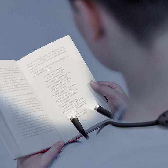 YONO Neklamp Oplaadbaar - Flexibele Leeslampje met Dimmer - Geschikt voor Boek - Handwerken - Haken - Kamperen - Bed - Slaapkamer - Zwart
