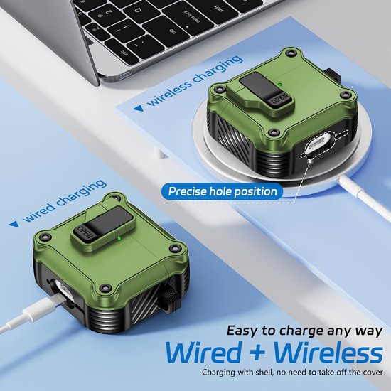 YONO Hoesje geschikt voor Airpods 4 - Case - Lock - Donkergroen