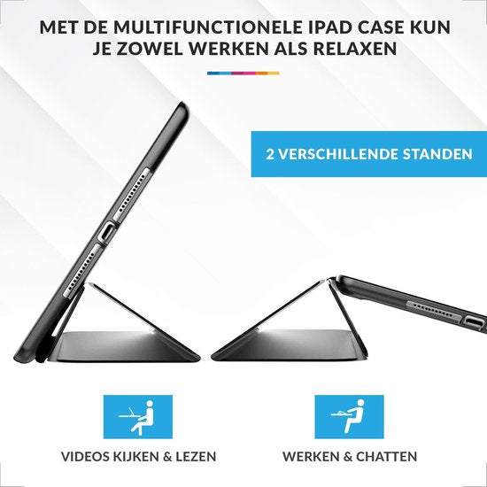 YONO Hoes geschikt voor iPad 2017 / 2018 - Air 1 / 2 - 9.7 Inch - Flip Case - Tri Fold Tablet Hoesje – Zwart