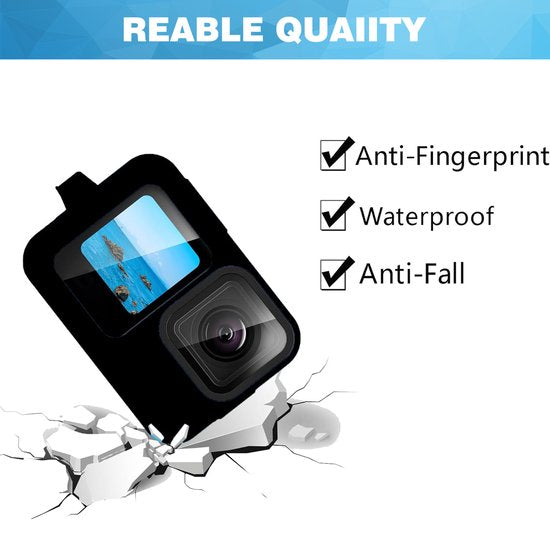 YONO Siliconen Bescherming Set geschikt voor GoPro Hero 13 12 11 10 9 - Case Hoesje - Lens Kapje - Koord - Zwart