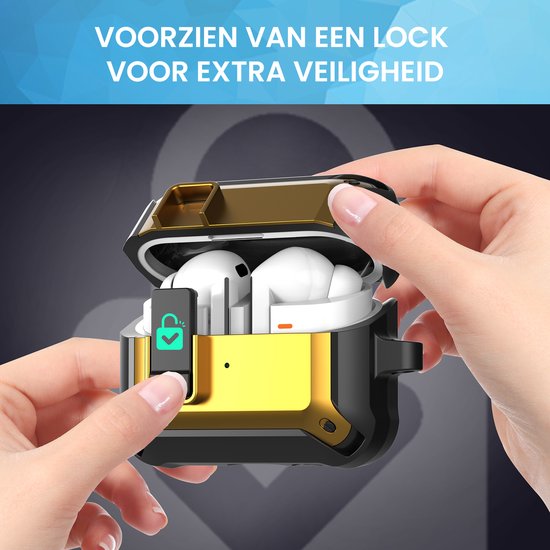 YONO Armor Hard Case geschikt voor Samsung Galaxy Buds 3 - 3 Pro - Hoesje met Lock - Geel