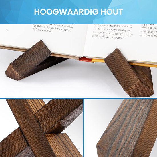 YONO Luxe Boekenstandaard Hout - Boeken Houder - Kookboek Standaard - Compact en Duurzaam