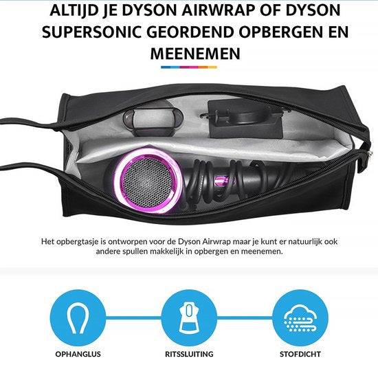 YONO Travel Case Tas geschikt voor Dyson Airwrap - Supersonic Fohn - Opbergtasje Haarstyler - Reistas Stijltang Opzetstukken - Zwart