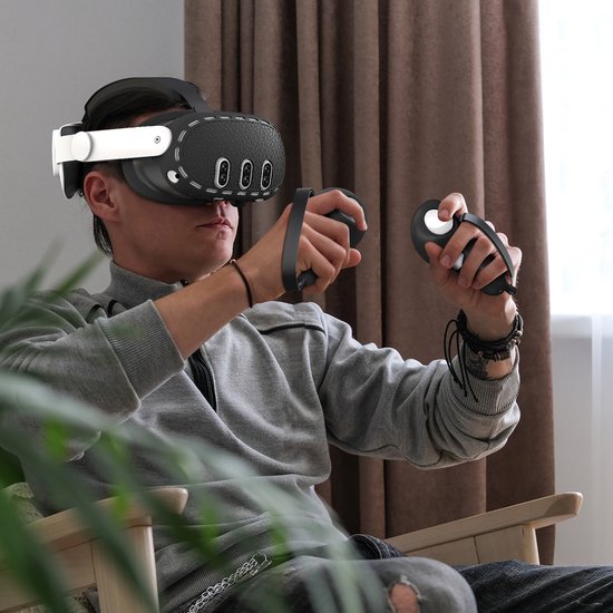 YONO Accessoires Set geschikt voor Meta Quest 3 - Grip Case Controller - Siliconen Cover Face en VR Bril - Oculus - 9in1 - Zwart